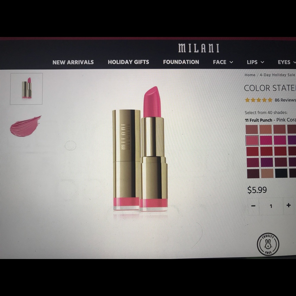 Milani Color Statement Lipstick, Fruit Punch
